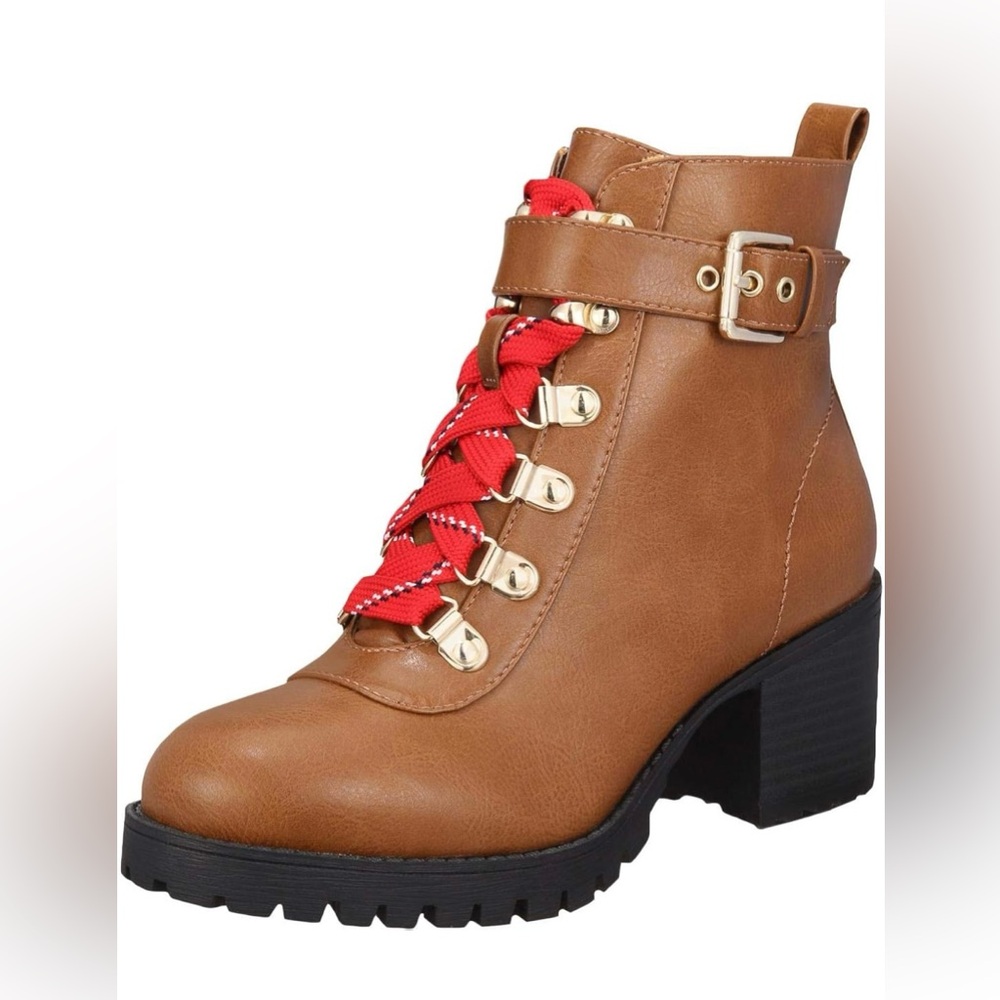 Material girl leather ankle combat boots - 9.5